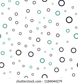 Dark Blue, Green vector seamless texture with disks. Glitter abstract illustration with blurred drops of rain. Beautiful design for your business advert.