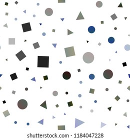 Dark Blue, Green vector seamless pattern in polygonal style with circles. Abstract illustration with colorful dots, lines, cubes. Design for textile, fabric, wallpapers.