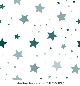 Dark Blue, Green vector seamless background with colored stars. Blurred decorative design in simple style with stars. The template can be used as a background.