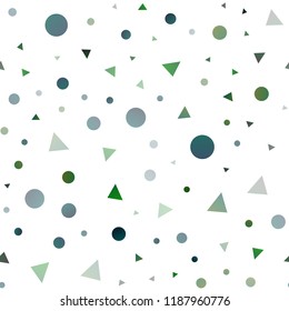Dark Blue, Green vector seamless layout with circles, lines. Glitter abstract illustration with spheres, triangular lines. Template for business cards, websites.
