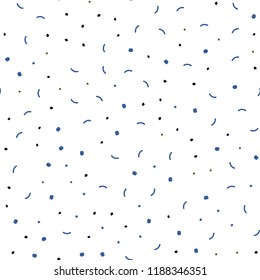 Dark Blue, Green vector seamless cover with spots, lines. Abstract illustration with colorful discs and triangles. Pattern for trendy fabric, wallpapers.