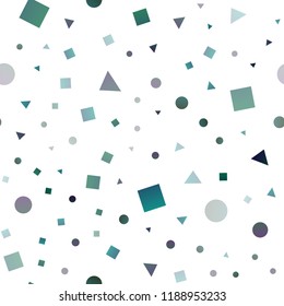 Dark Blue, Green vector seamless background with triangles, circles, cubes. Glitter abstract illustration with spheres, squares, lines. Design for textile, fabric, wallpapers.