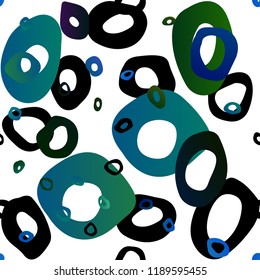 Dark Blue, Green vector seamless background with bubbles. Blurred bubbles on abstract backdrop with colorful gradient. Trendy design for wallpaper, fabric makers.