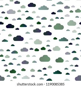 Dark Blue, Green vector seamless cover with clouds. Illustration in abstract style with colorful clouds. Trendy design for wallpaper, fabric makers.