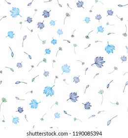 Dark Blue, Green vector seamless doodle background. An elegant bright illustration with leaves in Natural style. Hand painted design for web, leaflet, textile.