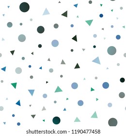 Dark Blue, Green vector seamless pattern in polygonal style with circles. Illustration with set of colorful circles, triangles. Design for textile, fabric, wallpapers.