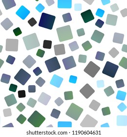 Dark Blue, Green vector seamless backdrop with rectangles, squares. Glitter abstract illustration with rectangular shapes. The template can be used as a background.