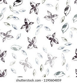 Dark Blue, Green vector seamless abstract background with leaves. Shining colored illustration with leaves in doodle style. Pattern for trendy fabric, wallpapers.