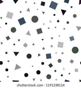 Dark Blue, Green vector seamless layout with circles, lines, rectangles. Decorative design in abstract style with lines, dots, cubes. Pattern for design of fabric, wallpapers.