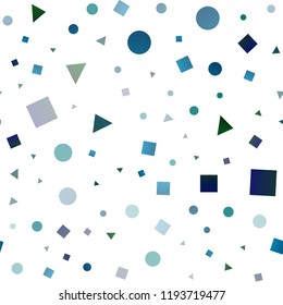 Dark Blue, Green vector seamless texture in poly style with circles, cubes. Abstract illustration with colorful dots, lines, cubes. Design for textile, fabric, wallpapers.