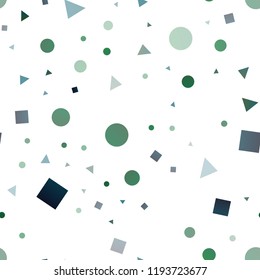 Dark Blue, Green vector seamless layout with circles, lines, rectangles. Glitter abstract illustration with spheres, squares, lines. Template for business cards, websites.