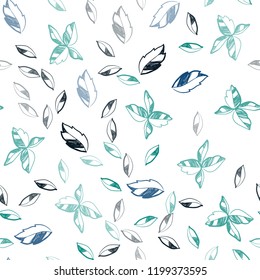 Dark Blue, Green vector seamless elegant pattern with leaves. Blurred decorative design in Indian style with leaves. Template for business cards, websites.