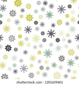 Dark Blue, Green vector seamless pattern with christmas snowflakes. Blurred decorative design in xmas style with snow. Pattern for trendy fabric, wallpapers.