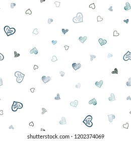 Dark Blue, Green vector seamless texture with lovely hearts. Beautiful colored illustration with hearts in celebration style. Pattern for carnival, festival romantic leaflets.