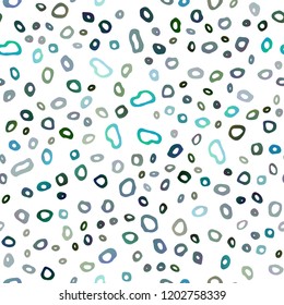 Dark Blue, Green vector seamless template with spots. Glitter abstract illustration with blurred drops of rain. Pattern for trendy fabric, wallpapers.