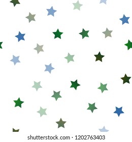 Dark Blue, Green vector seamless background with colored stars. Decorative shining illustration with stars on abstract template. The pattern can be used for new year ad, booklets.