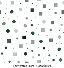 Dark Blue, Green vector seamless backdrop with dots, spots, cubes. Glitter abstract illustration with cubes, circles. Pattern for design of window blinds, curtains.