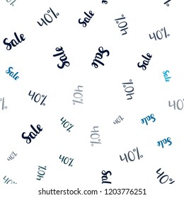 Dark Blue, Green vector seamless cover with symbols of 40 % sales. Colorful set of  percentage signs in simple style. Pattern for ads, posters, banners of sales.