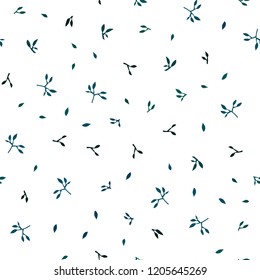 Dark Blue, Green vector seamless doodle pattern with leaves. Sketchy doodles with leaves on blurred background. Pattern for trendy fabric, wallpapers.
