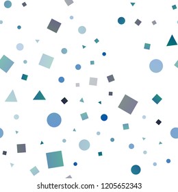 Dark Blue, Green vector seamless backdrop with lines, circles, rhombus. Abstract gradient illustration with circles, triangles, cubes. Design for textile, fabric, wallpapers.