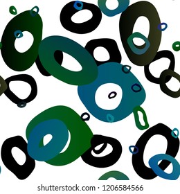 Dark Blue, Green vector seamless template with spots. Colorful illustration with blurred circles in nature style. Pattern for design of window blinds, curtains.