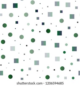 Dark Blue, Green vector seamless template with spots, rectangles. Decorative design in abstract style with circles, rectangles. Pattern for trendy fabric, wallpapers.