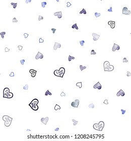 Dark Blue, Green vector seamless texture with lovely hearts. Hearts on blurred abstract background with colorful gradient. Design for ad, poster, banner of Valentine Day.