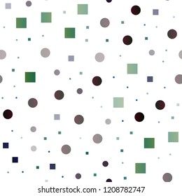 Dark Blue, Green vector seamless background with circles, rectangles. Colorful gradient with circles, rectangles on abstract backdrop. Pattern for trendy fabric, wallpapers.