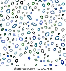 Dark Blue, Green vector seamless backdrop with dots, spots. Abstract illustration with colored bubbles in nature style. Design for textile, fabric, wallpapers.