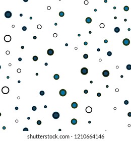 Dark Blue, Green vector seamless background with bubbles. Glitter abstract illustration with blurred drops of rain. Pattern for trendy fabric, wallpapers.