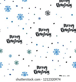 Dark Blue, Green vector seamless background with xmas snowflakes. Shining colorful illustration with snow on abstract template. Pattern for design of fabric, wallpapers.