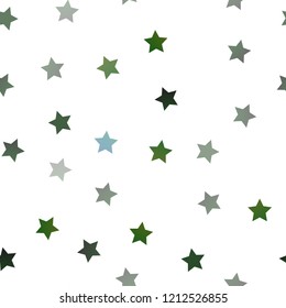 Dark Blue, Green vector seamless template with sky stars. Glitter abstract illustration with colored stars. The pattern can be used for websites.