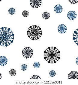 Dark Blue, Green vector seamless template with ice snowflakes. Shining colored illustration with snow in christmas style. Pattern for design of fabric, wallpapers.