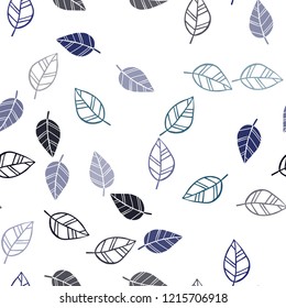 Dark Blue, Green vector seamless natural background with leaves. Blurred decorative design in Indian style with leaves. Pattern for design of fabric, wallpapers.