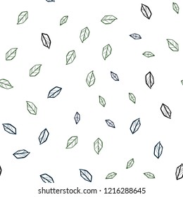 Dark Blue, Green vector seamless natural artwork with leaves. An elegant bright illustration with leaves in Natural style. Design for textile, fabric, wallpapers.