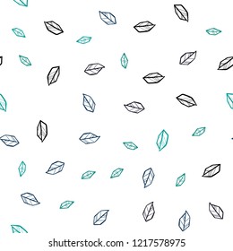 Dark Blue, Green vector seamless elegant wallpaper with leaves. Colorful illustration in doodle style with leaves. Template for business cards, websites.