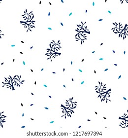 Dark Blue, Green vector seamless natural pattern with leaves, branches. Creative illustration in blurred style with leaves, branches. Design for wallpaper, fabric makers.