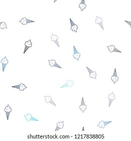 Dark Blue, Green vector seamless texture with delicious ice-cream. Set of abstract ice-cream cones with colorful gradient. Pattern for ads of breakfast, lunch, dinner.