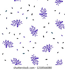 Dark Blue, Green vector seamless natural backdrop with leaves, branches. Sketchy doodles on white background. Texture for window blinds, curtains.
