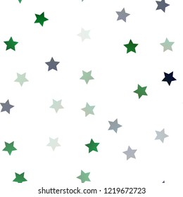 Dark Blue, Green vector seamless pattern with christmas stars. Glitter abstract illustration with colored stars. The pattern can be used for new year ad, booklets.