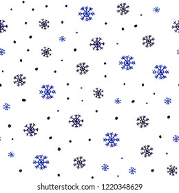 Dark Blue, Green vector seamless cover with beautiful snowflakes. Colorful snowflakes with gradient on abstract background. Pattern for design of window blinds, curtains.