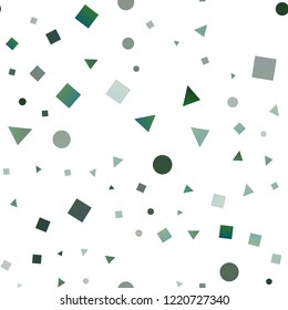 Dark Blue, Green vector seamless backdrop with lines, circles, rhombus. Illustration with set of colorful circles, triangles, squares. Pattern for design of fabric, wallpapers.