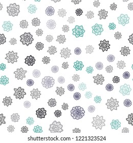 Dark Blue, Green vector seamless cover with beautiful snowflakes. Modern geometrical abstract illustration with crystals of ice. Pattern for trendy fabric, wallpapers.