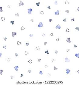 Dark Blue, Green vector seamless background with hearts. Blurred decorative design in doodle style with hearts. Beautiful design for your business advert of anniversary.
