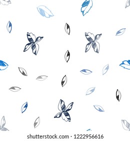 Dark Blue, Green vector seamless natural artwork with leaves. An elegant bright illustration with leaves in Natural style. Pattern for design of window blinds, curtains.