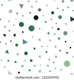 Dark Blue, Green vector seamless background with triangles, circles. Glitter abstract illustration with spheres, triangular lines. Template for business cards, websites.