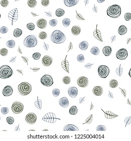 Dark Blue, Green vector seamless abstract pattern with leaves and flowers. Brand new colored illustration with leaves and flowers. Pattern for design of fabric, wallpapers.