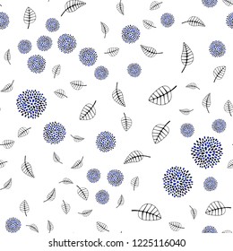 Dark Blue, Green vector seamless doodle texture with leaves, flowers. Modern abstract illustration with leaves and flowers. Trendy design for wallpaper, fabric makers.