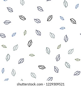 Dark Blue, Green vector seamless natural artwork with leaves. Creative illustration in blurred style with leaves. Design for textile, fabric, wallpapers.