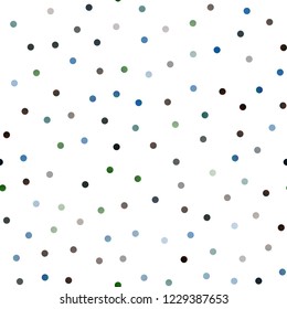 Dark Blue, Green vector seamless pattern with spheres. Blurred bubbles on abstract background with colorful gradient. The pattern can be used for aqua ad, booklets.